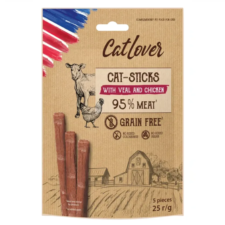 Ласощі CatLover Sticks з телятиною та куркою для котів, 5х5 г