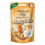 Ласощі для котів та собак Natural Kitty Meaty Cube 100% Chicken & Pumpkin у вигляді кубиків, курка в гарбузовому соусі 60г