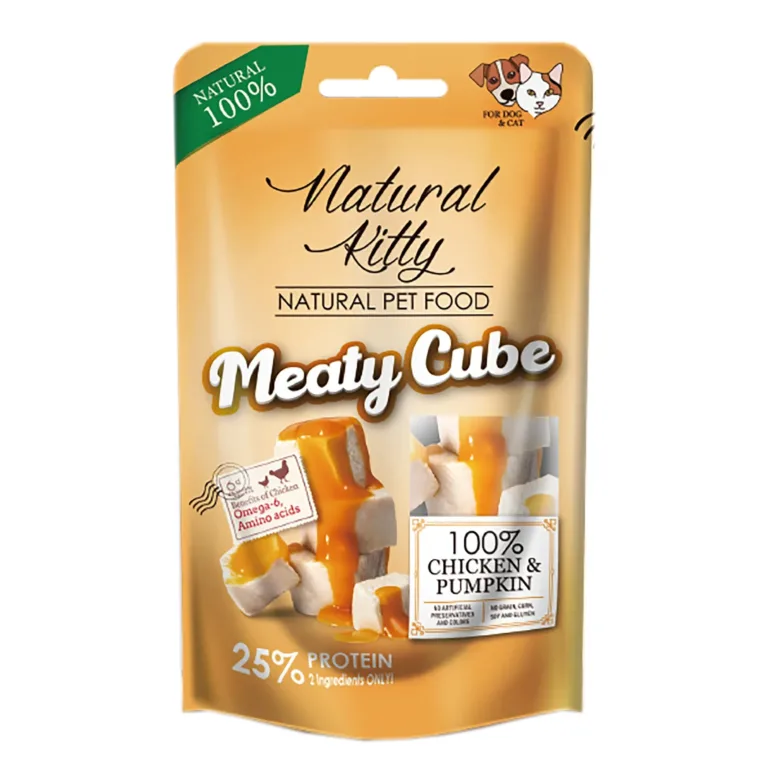 Ласощі Natural Kitty Meaty Cube з куркою і гарбузом для котів та собак, 60 г