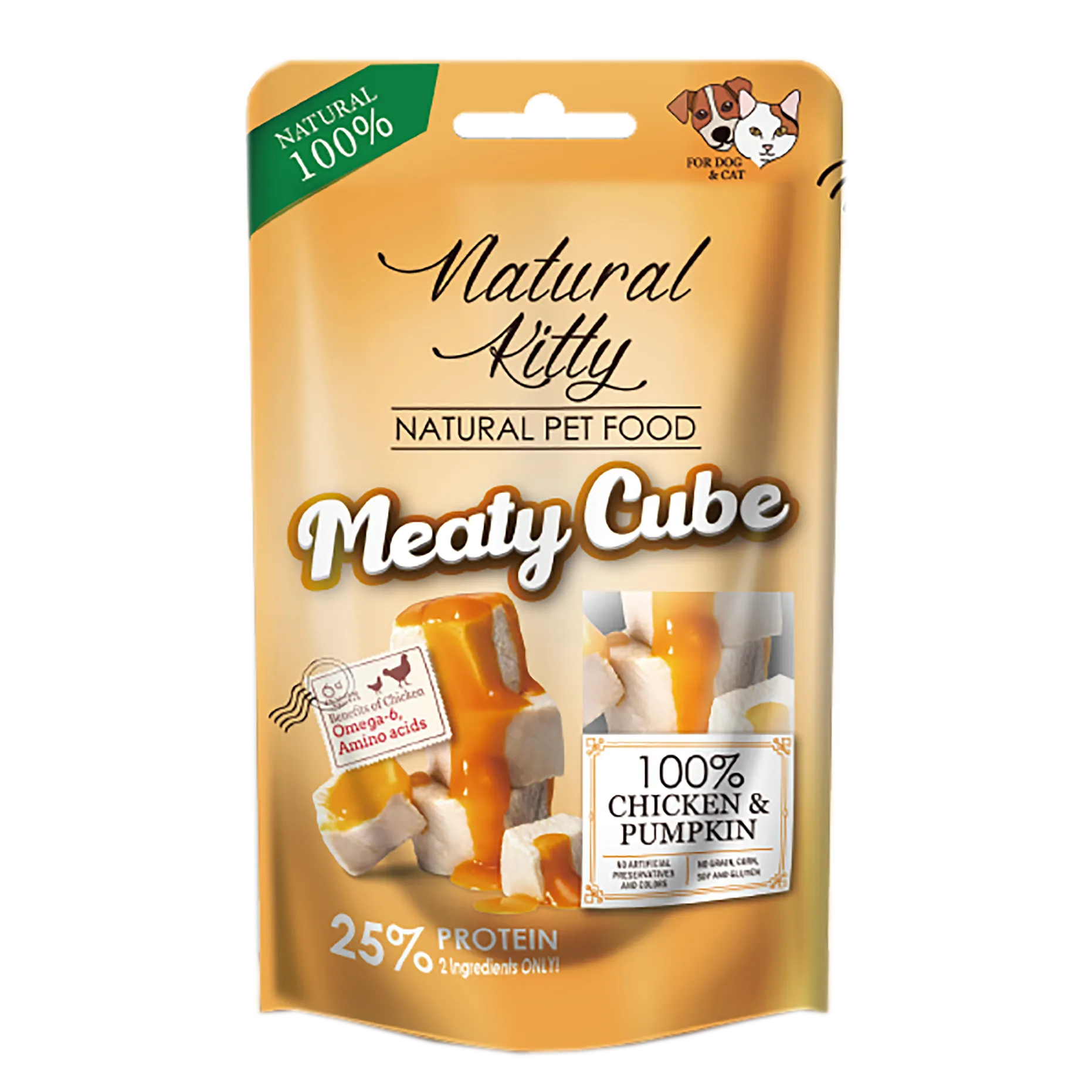 Ласощі Natural Kitty Meaty Cube з куркою і гарбузом для котів та