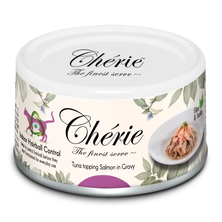 Вологий корм Cherie Hairball Control з тунцем та лососем для котів, 80 г