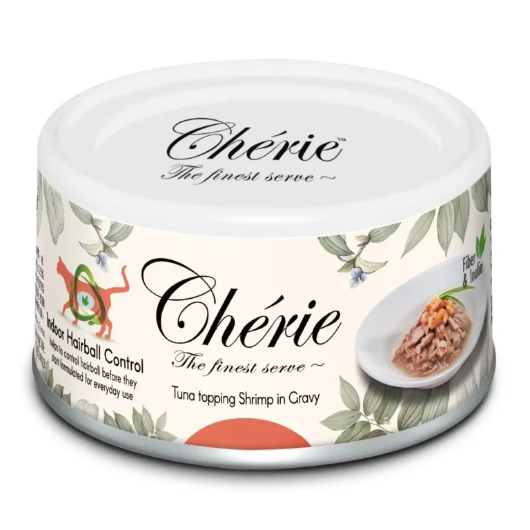 Вологий корм Cherie Hairball Control з тунцем і креветками в соусі для котів, 80 г