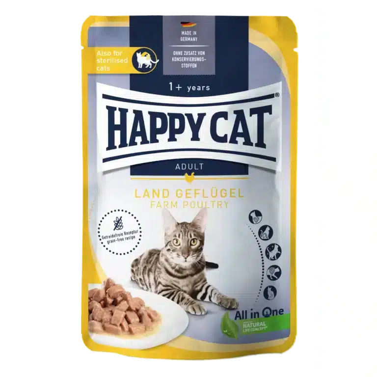 Вологий корм Happy Cat Culinary Land Geflügel у вигляді шматочків в cоусі для дорослих котів з птицею, 85 г