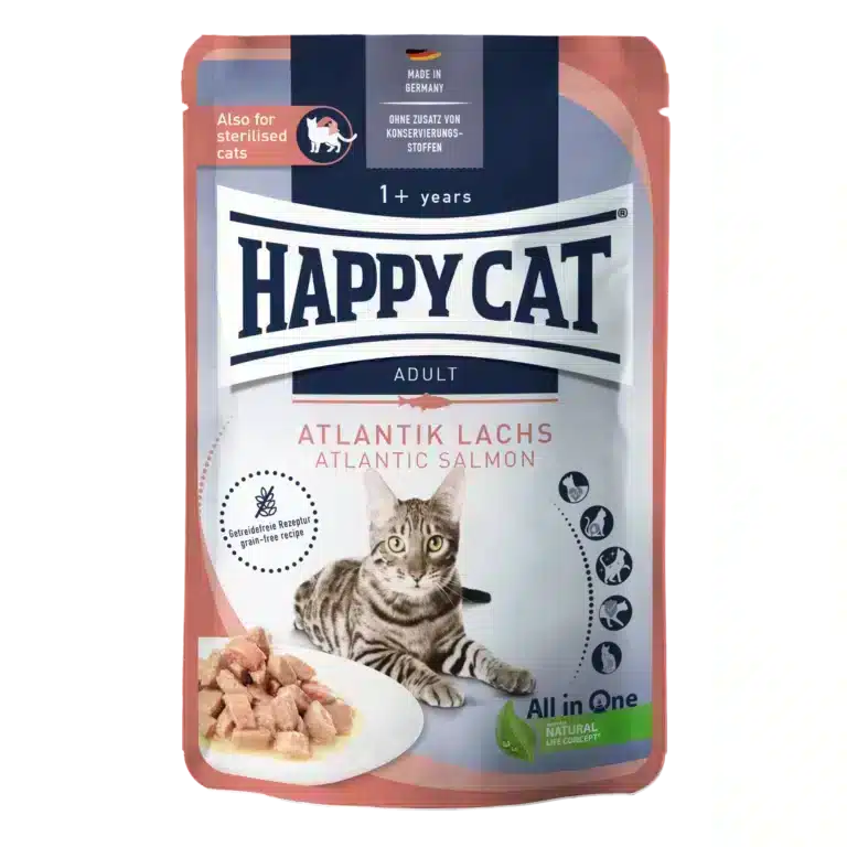 Вологий корм Happy Cat Culinary Atlantik Lachs у вигляді шматочків в cоусі для дорослих котів з атлантичним лососем, 85 г