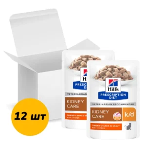 Вологий корм Hill's Prescription Diet k/d при нирках з куркою для котів, 12 шт по 85 г