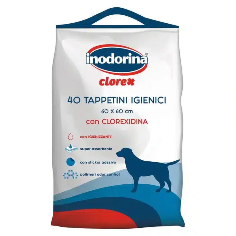 Пелюшки Inodorina Clorex Tappetini з хлоргексидином для собак, 40 шт