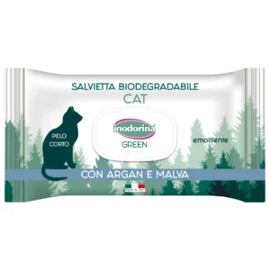 Біорозкладні серветки Inodorina Green Emolliente з аргановою олією для котів, 30 шт