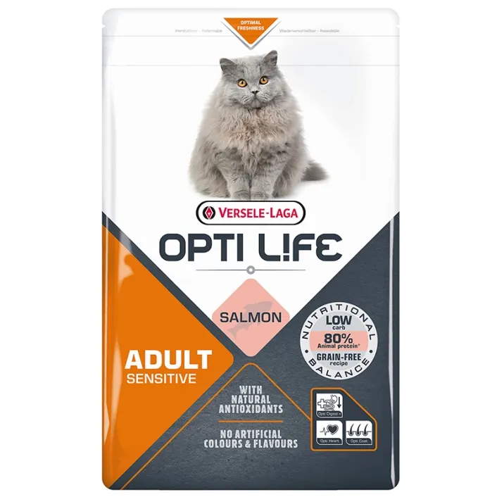 Сухий беззерновий корм для котів з чутливим травленням Opti Life Sensitive з лососем