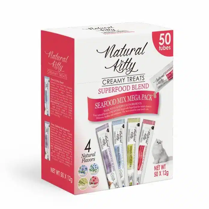 Ласощі Natural Kitty Creamy Treat Mega Pack з рибою для котів, 50 шт