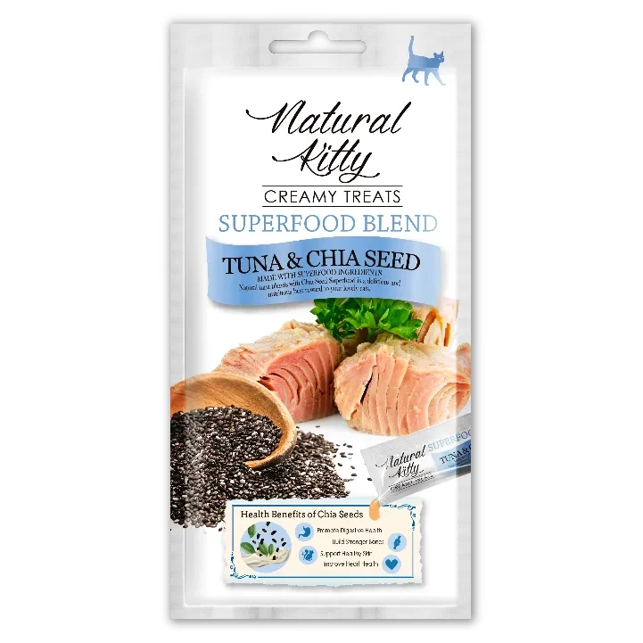 Ласощі Natural Kitty Creamy Treats з тунцем та насінням чіа для котів, 4х12 г