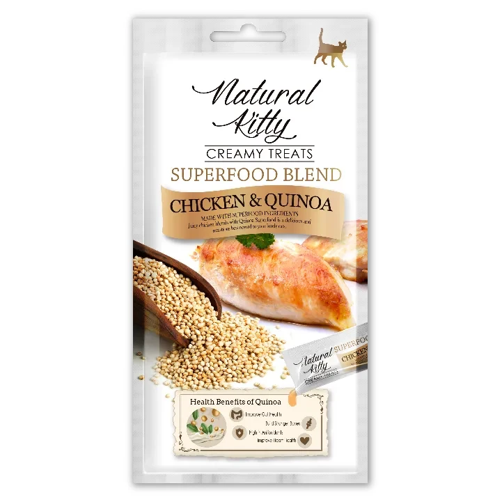 Ласощі Natural Kitty Creamy Treats з куркою та кіноа для котів, 4х12 г