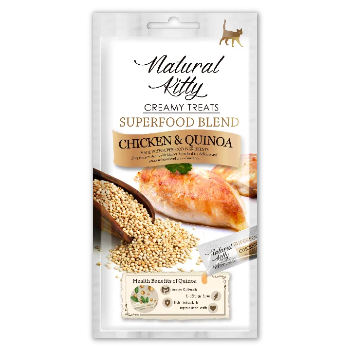 Ласощі Natural Kitty Creamy Treats з куркою та кіноа для котів, 4х12 г