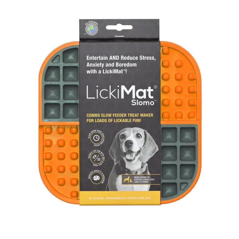 Комбінований килимок для ласощів LickiMat Slomo помаранчевий