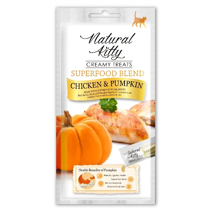 Ласощі Natural Kitty Creamy Treats з куркою та гарбузом для котів, 4х12 г