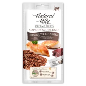 Ласощі Natural Kitty Creamy Treats з куркою, печінкою та насінням льону для котів, 4х12 г