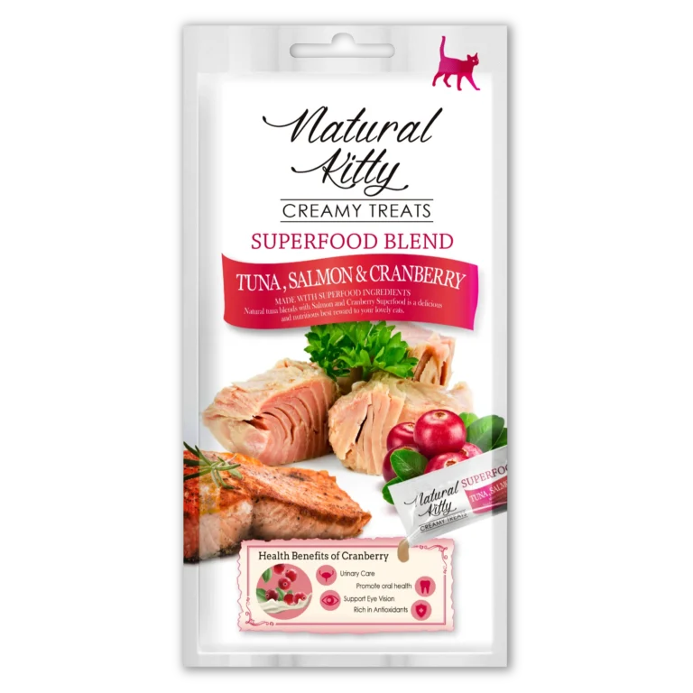 Ласощі Natural Kitty Creamy Treats з тунцем та лососем для котів, 4х12 г