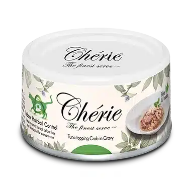 Вологий корм Cherie Hairball Control з тунцем та крабом для котів, 80 г