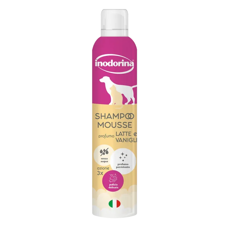 Шампунь-мус для собак і котів Inodorina Shampoo Mousse Latte e Vaniglia з екстрактом ванілі та молока, 300 мл