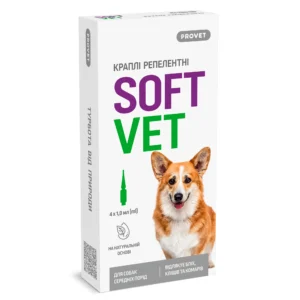 Краплі ProVet SOFTVET репелентні для собак середніх порід, 4 піпетки