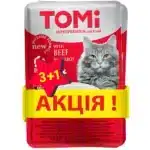 Вологий корм для котів TOMi беззерновий з яловичиною в морквяному желе, 100 г