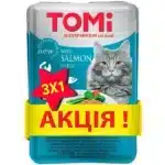 Вологий корм TOMi з лососем та яйцем для котів, 100 г