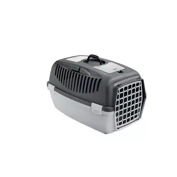 Переноска Gulliver 2 темно-сіра з пластиковими дверима для тварин, 55×36×35 см