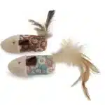Іграшка для котів CAMON Миша з принтом квітів і пір'ям, 2 шт. (7,5 см)