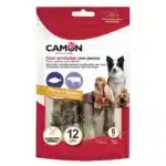 Снек для собак CAMON палички з яловичої шкіри обмотані рибою, 70 г