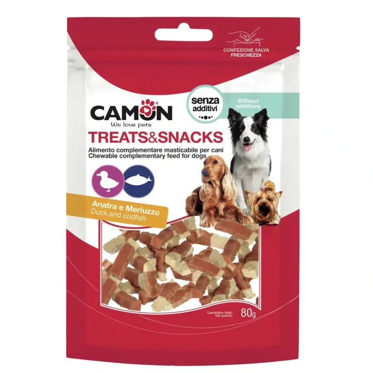 Снек для собак CAMON шматочки з качкою і тріскою (80 г)