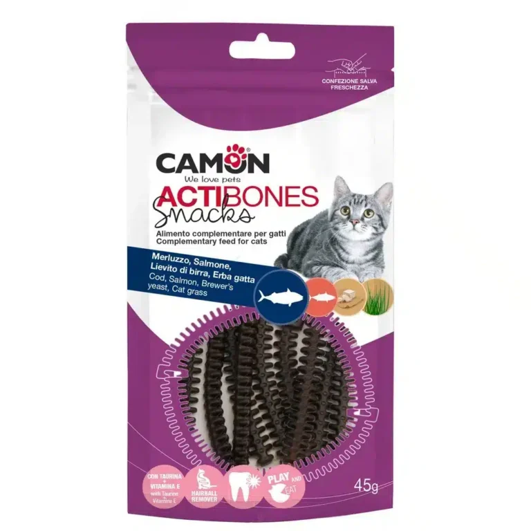 Снек для котів CAMON Actibones з тріскою, лососем, пивними дріжджами і котячою м'ятою, 45 г