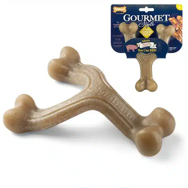 Жувальна іграшка Nylabone Gourmet Wishbone Bacon зі смаком бекону для собак