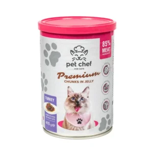 Вологий корм для дорослих котів Pet Chef шматочки в желе з індичкою