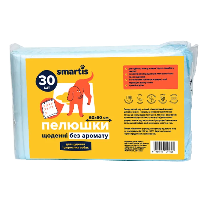 Пелюшки щоденні для собак, 60×60 см, 30 шт