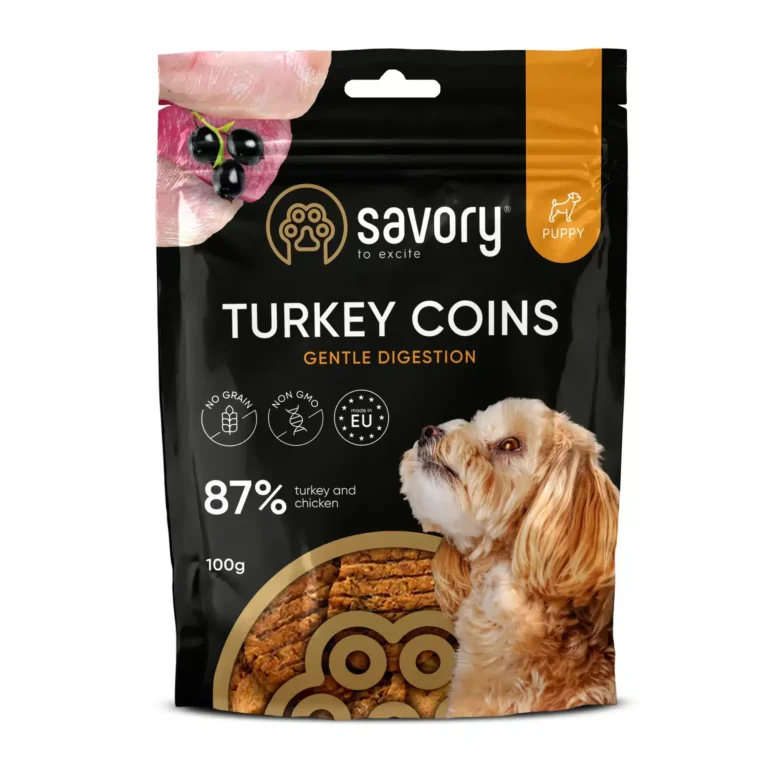 Ласощі для цуценят Джерки Savory Turkey Coins м'ясні монетки з індичкою, 100 г