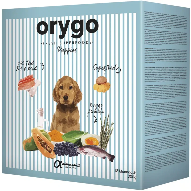 Напіввологий корм Orygo для цуценят з лососем та бататом, 3.6 кг