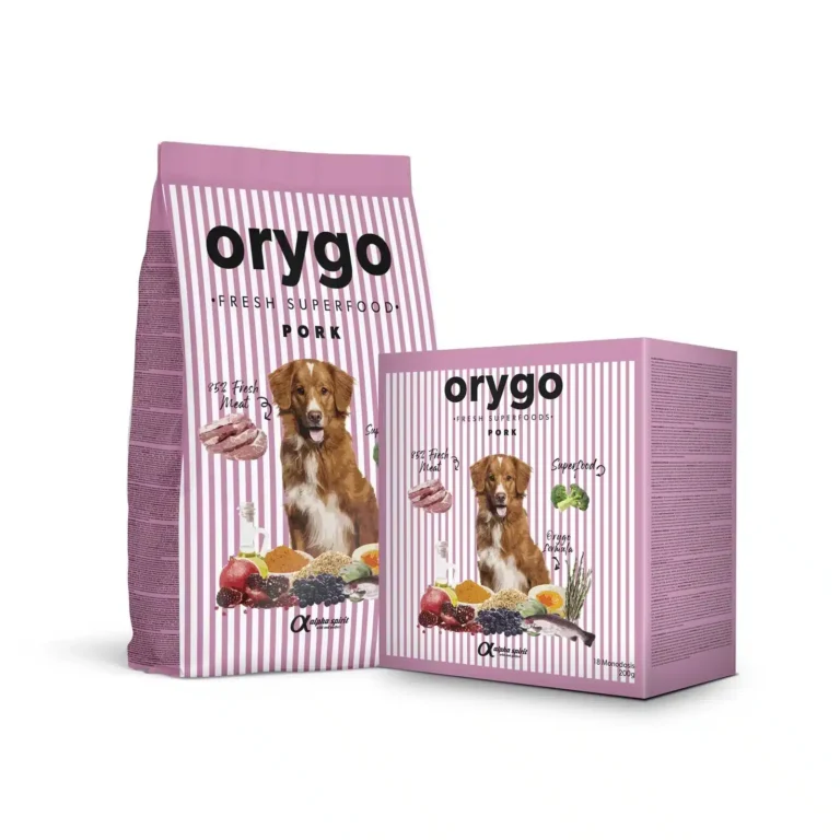 Напіввологий корм для дорослих собак всіх порід ORYGO зі свининою та броколі