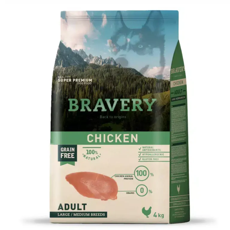 Сухий корм для дорослих собак середніх та великих порід BRAVERY з куркою