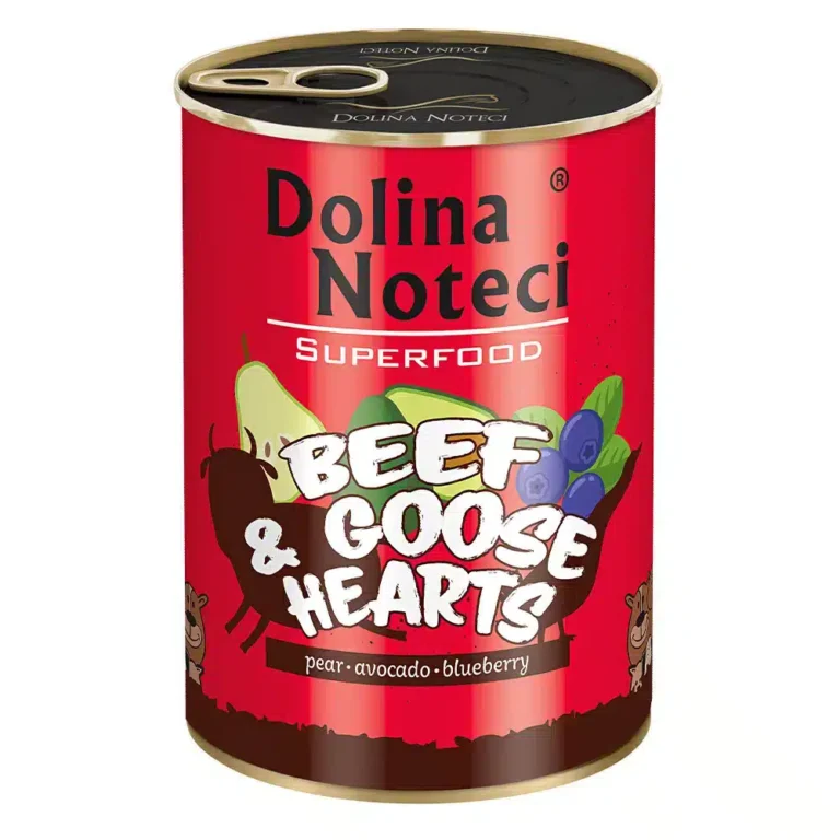 Вологий корм для дорослих собак Dolina Noteci Superfood з яловичих і гусячих сердець