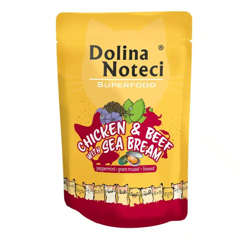 Вологий корм для котів Dolina Noteci Superfood з куркою, яловичиною і дорадо, 85 г