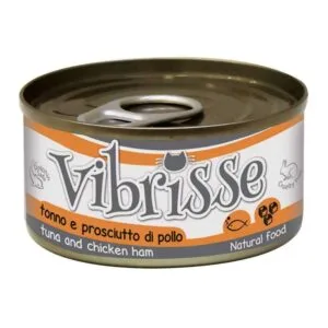 Вологий корм для котів Vibrisse з тунцем та курячою шинкою, 70 г