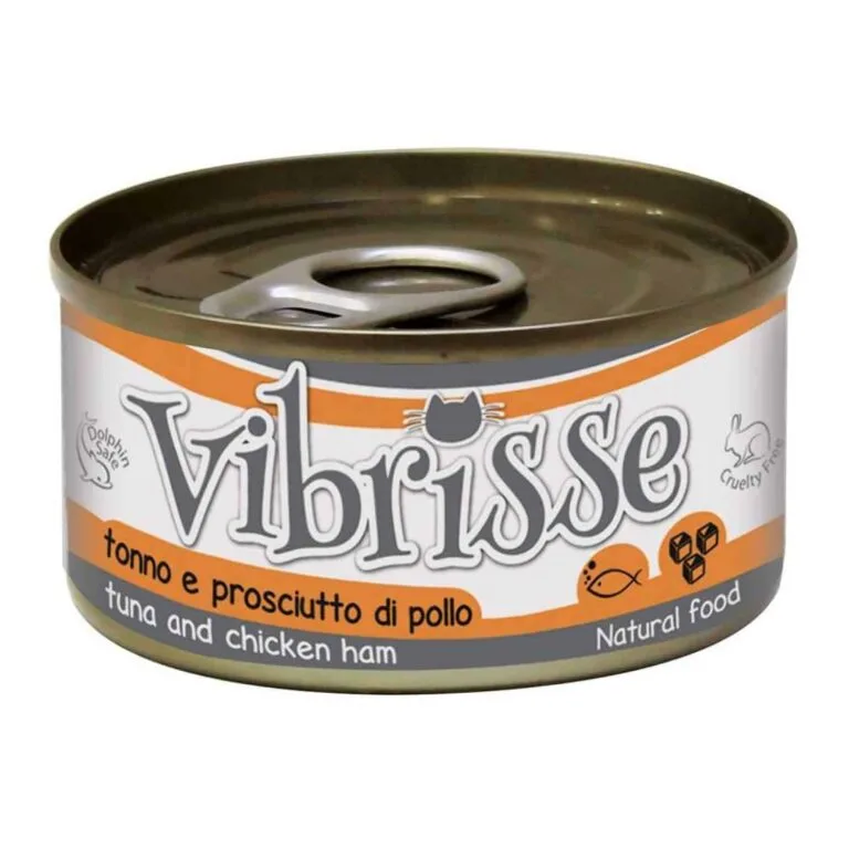 Вологий корм для котів Vibrisse з тунцем та курячою шинкою, 70 г