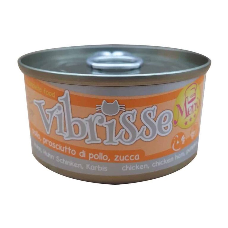 Вологий корм для котів VIBRISSE MENU з куркою та шинкою в гарбузовому соусі, 70 г
