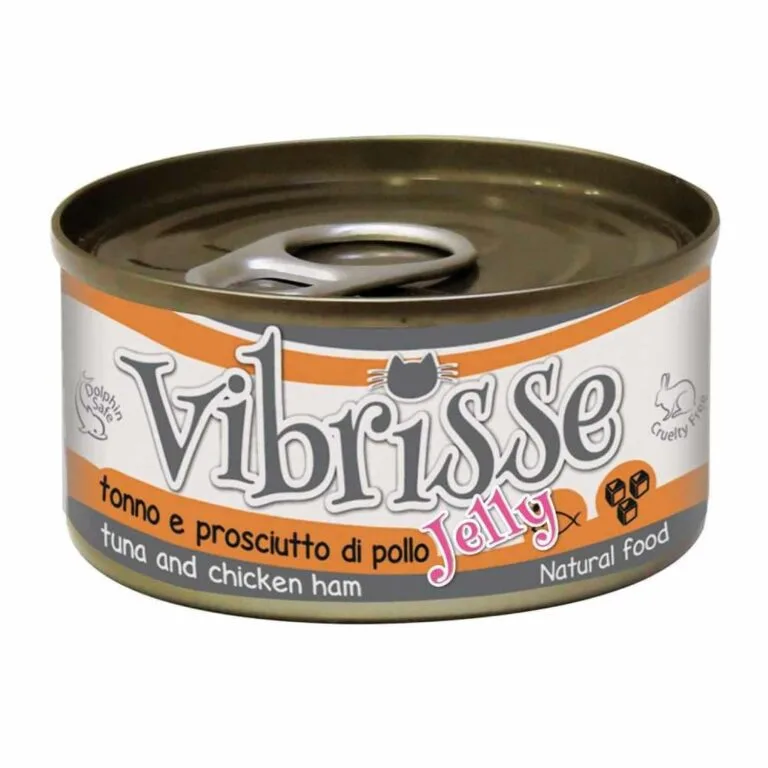 Вологий корм Vibrisse Jelly з тунцем і шинкою для котів, 70 г