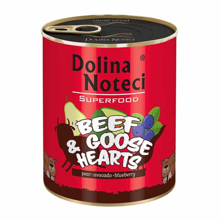 Вологий корм для дорослих собак Dolina Noteci Superfood з яловичих і гусячих сердець
