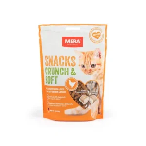 Ласощі Mera Snacks Crunch & Soft з куркою і сиром для котів, 200 г