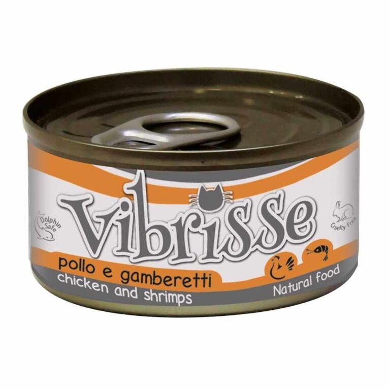 Вологий корм для котів VIBRISSE з куркою та креветками, 70 г