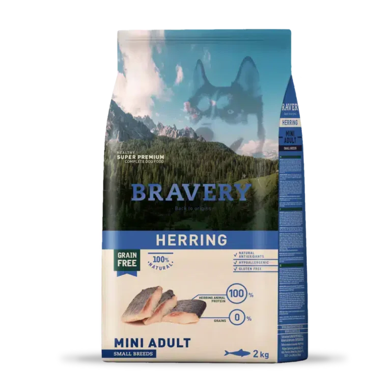 Сухий корм для дорослих собак дрібних порід BRAVERY з оселедцем