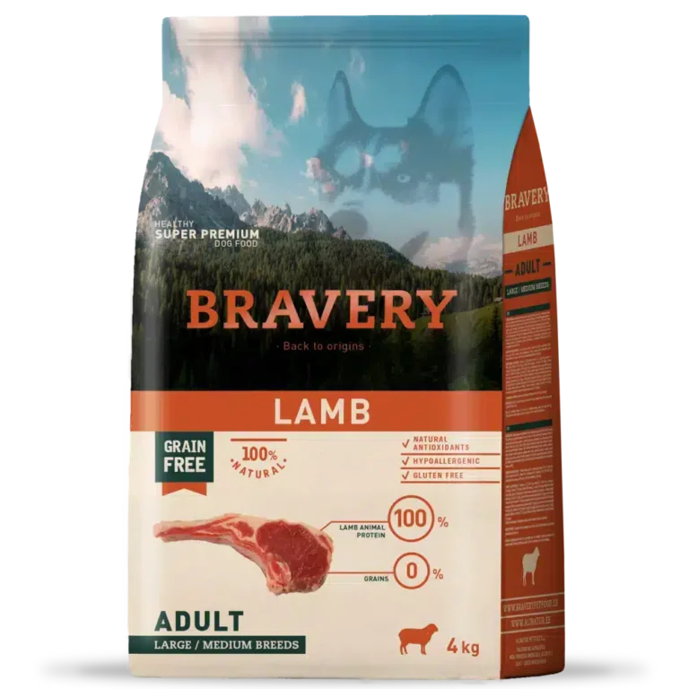 Сухий корм Bravery для дорослих собак середніх та великих порід з ягням