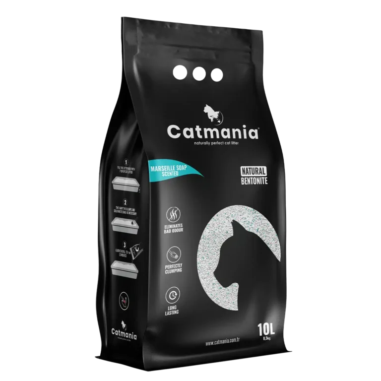 Бентонітовий наповнювач CATMANIA з ароматом марсельского мила + бірюзові гранули