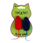 Іграшка Papillon Cat toy Миші з оксамиту червоно-сині для котів, 6 см, 2 шт